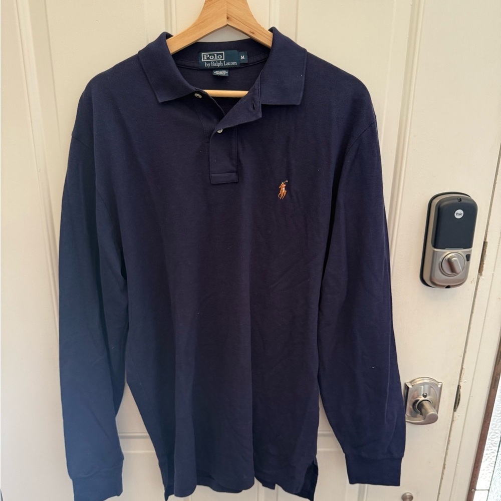 Men’s Polo Navy Long Sleeve Collared shirt, size M